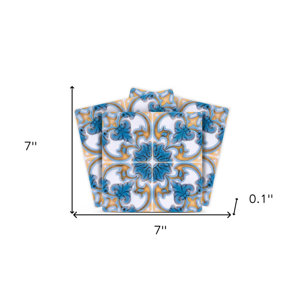 7" X 7" Teal Taupe Sia Removable Peel and Stick Tiles - Homeroots - Flyclothing LLC