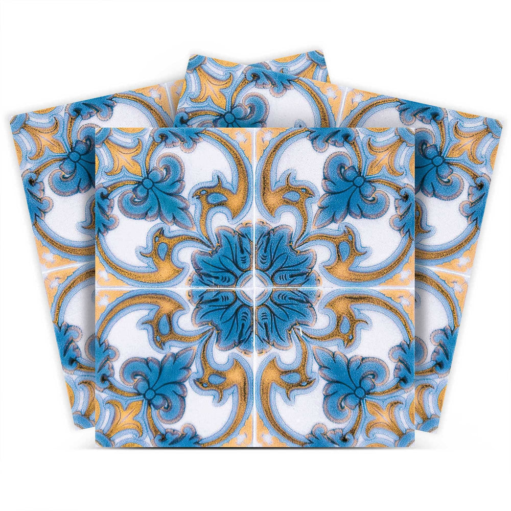 8" X 8" Teal Taupe Sia Removable Peel and Stick Tiles - Homeroots - Flyclothing LLC