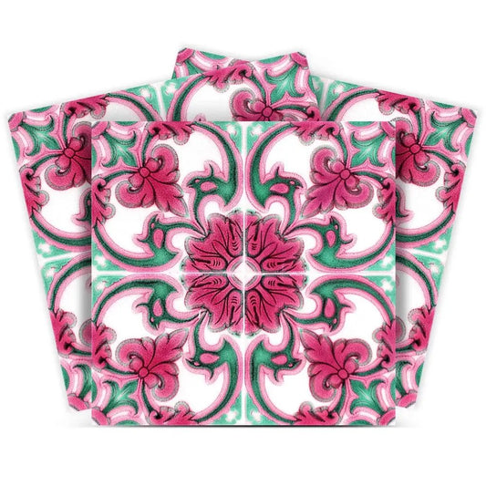 4" X 4" Rosa Pink Lea Removable Peel And Stick Tiles - Homeroots