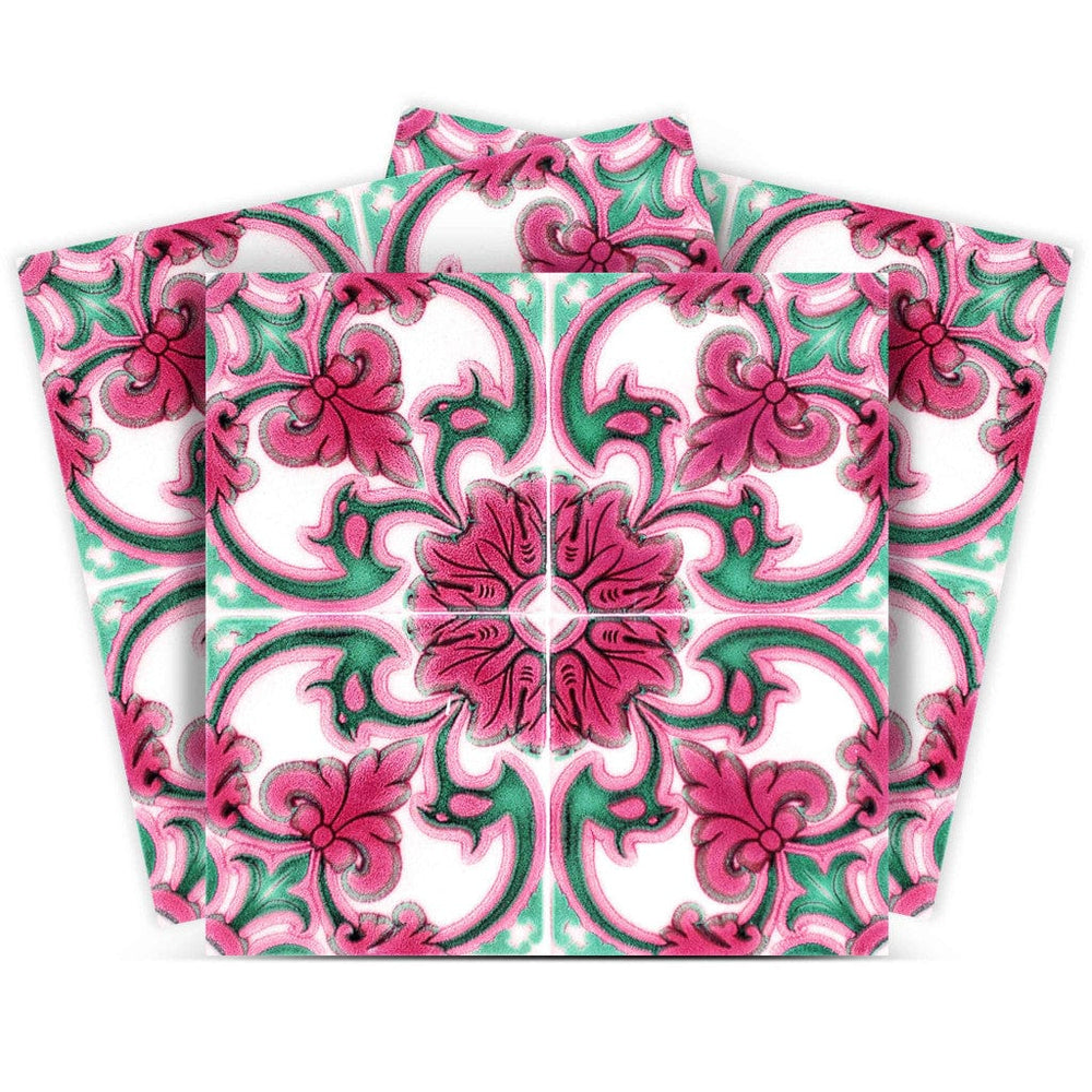5" X 5" Rosa Pink Lea Removable Peel and Stick Tiles - Homeroots - Flyclothing LLC