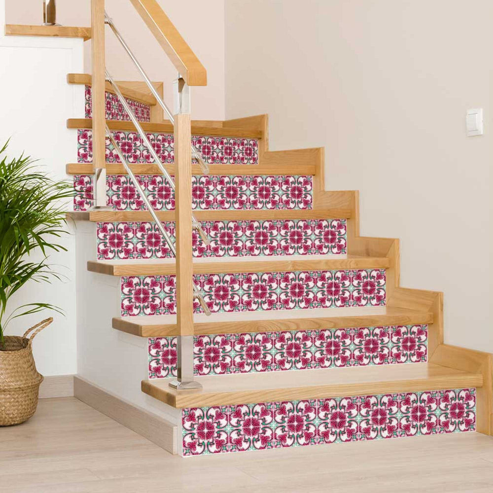 5" X 5" Rosa Pink Lea Removable Peel and Stick Tiles - Homeroots - Flyclothing LLC