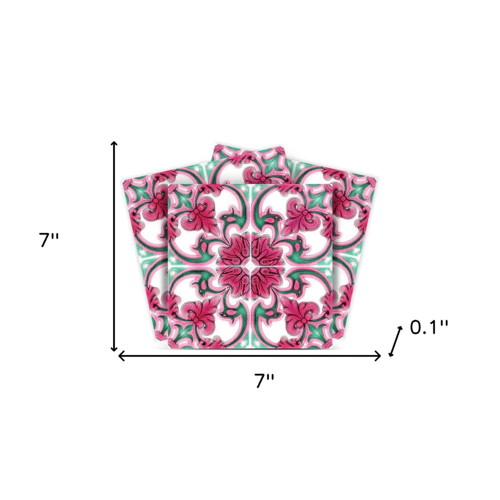 7" X 7" Rosa Pink Lea Removable Peel and Stick Tiles - Homeroots - Flyclothing LLC