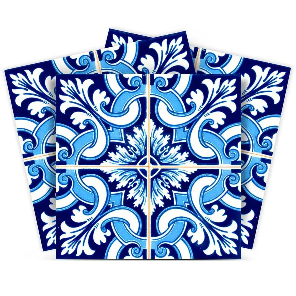 7" X 7" Blue Bali Removable Peel and Stick Tiles - Homeroots - Flyclothing LLC