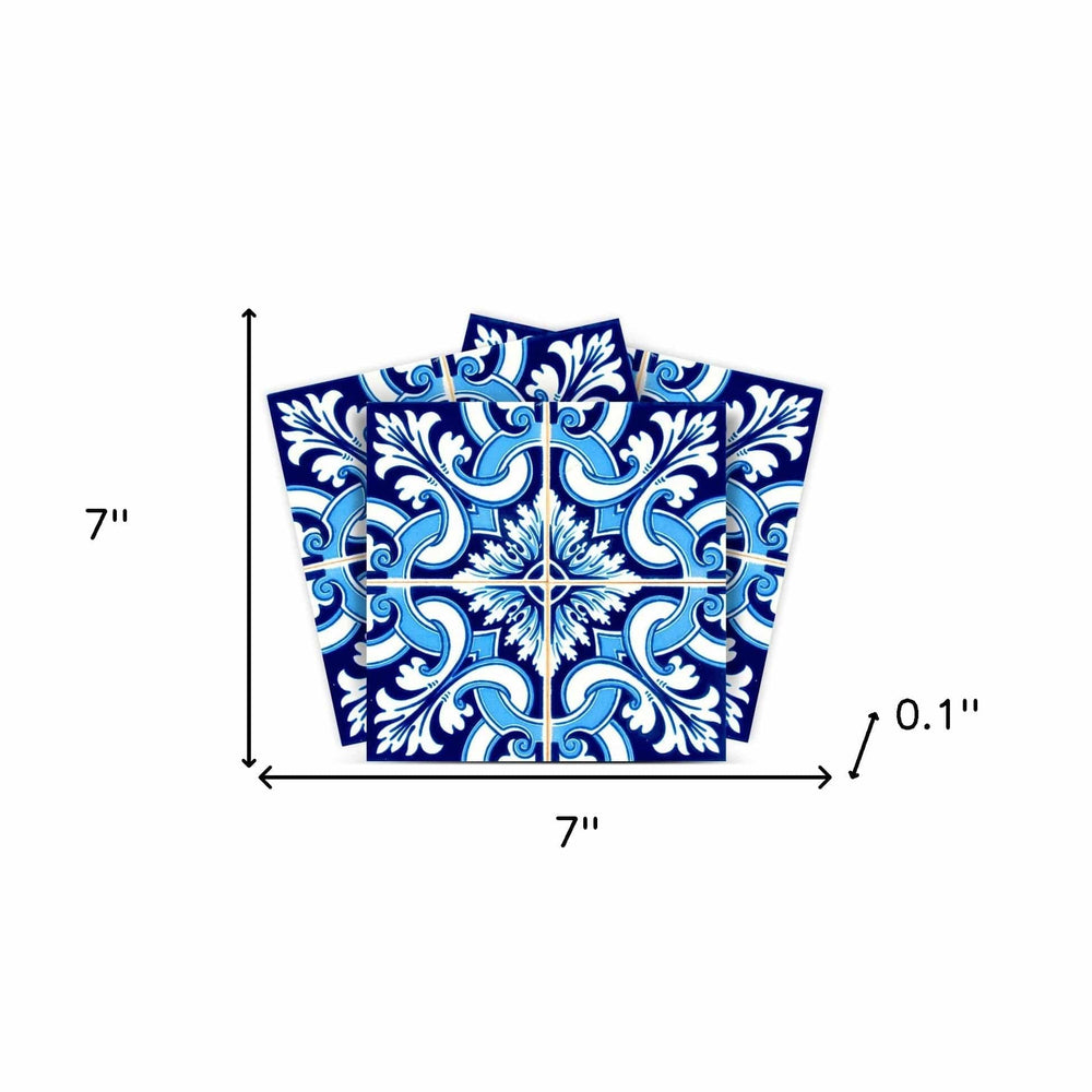 7" X 7" Blue Bali Removable Peel and Stick Tiles - Homeroots - Flyclothing LLC
