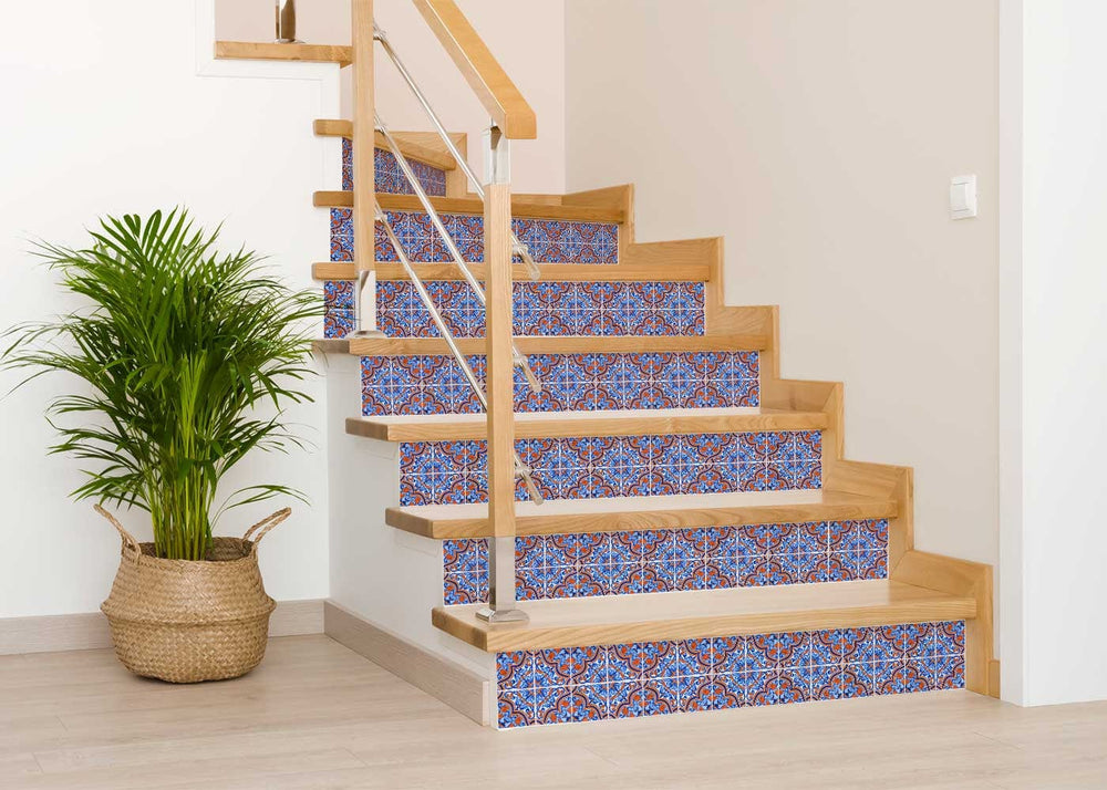 8" X 8" Blue Rust Zio Removable Peel and Stick Tiles - Homeroots - Flyclothing LLC