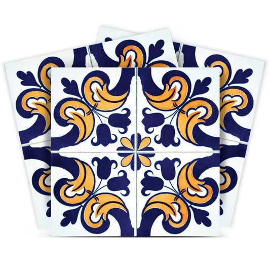 4" X 4" Blue Mikos Removable Peel And Stick Tiles - Homeroots