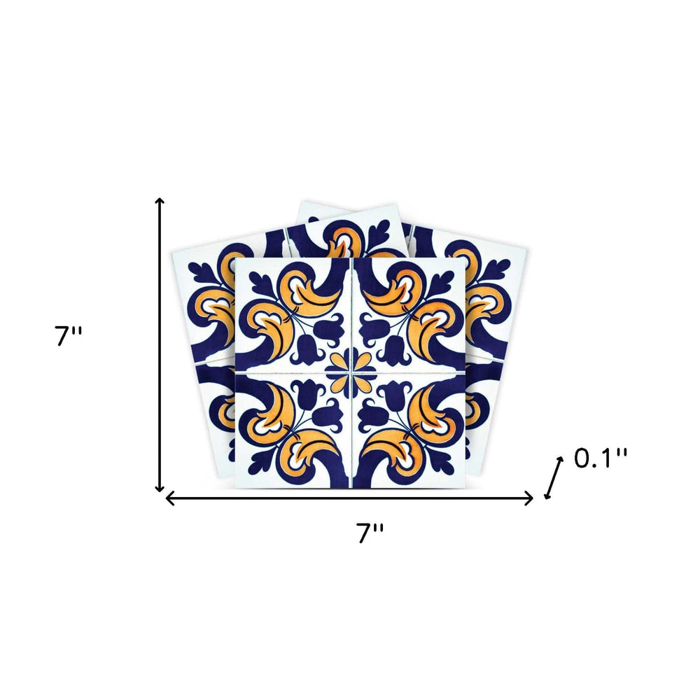 7" X 7" Blue Mikos Removable Peel and Stick Tiles - Homeroots - Flyclothing LLC