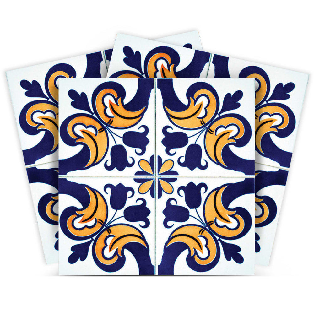 8" X 8" Blue Mikos Removable Peel and Stick Tiles - Homeroots - Flyclothing LLC