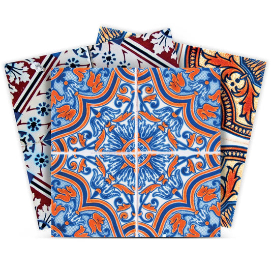 5" X 5" Blue Warm Tones Mosaic Peel and Stick Tiles - Homeroots