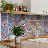 6" X 6" Blue Warm Tones Mosaic Peel and Stick Tiles - Homeroots - Flyclothing LLC