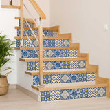 4" X 4" Blue Yellow Julia Peel And Stick Tiles - Homeroots - Flyclothing LLC