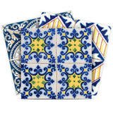 4" X 4" Blue Yellow Julia Peel And Stick Tiles - Homeroots - Flyclothing LLC