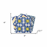 4" X 4" Blue Yellow Julia Peel And Stick Tiles - Homeroots - Flyclothing LLC