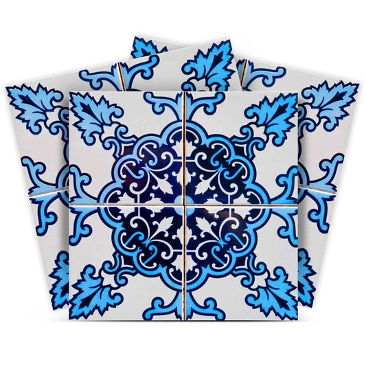 4" X 4" Blue Nelly Removable Peel And Stick Tiles - Homeroots