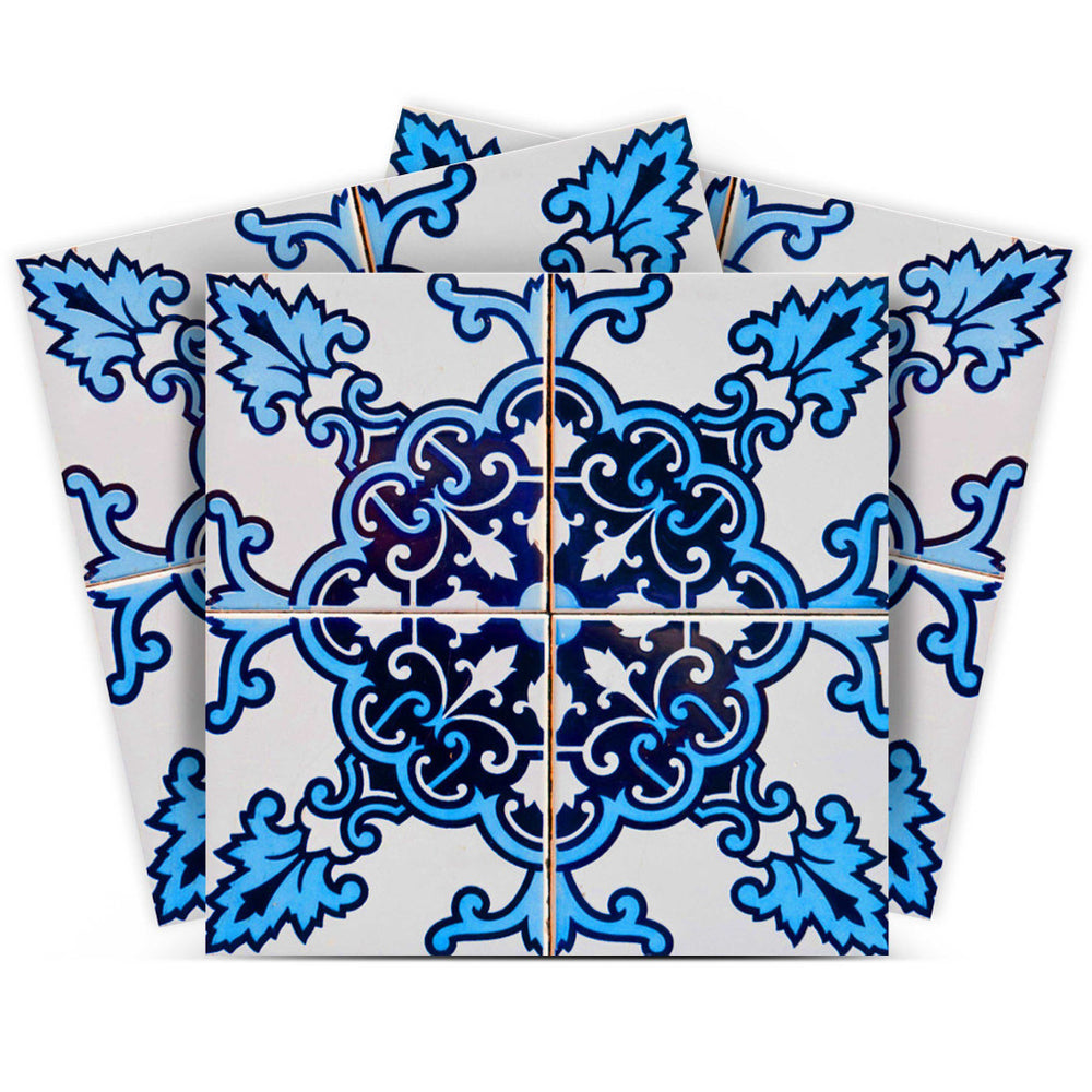 8" X 8" Blue Nelly Removable Peel and Stick Tiles - Homeroots - Flyclothing LLC
