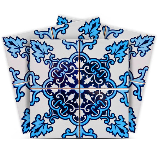 8" X 8" Blue Nelly Removable Peel and Stick Tiles - Homeroots