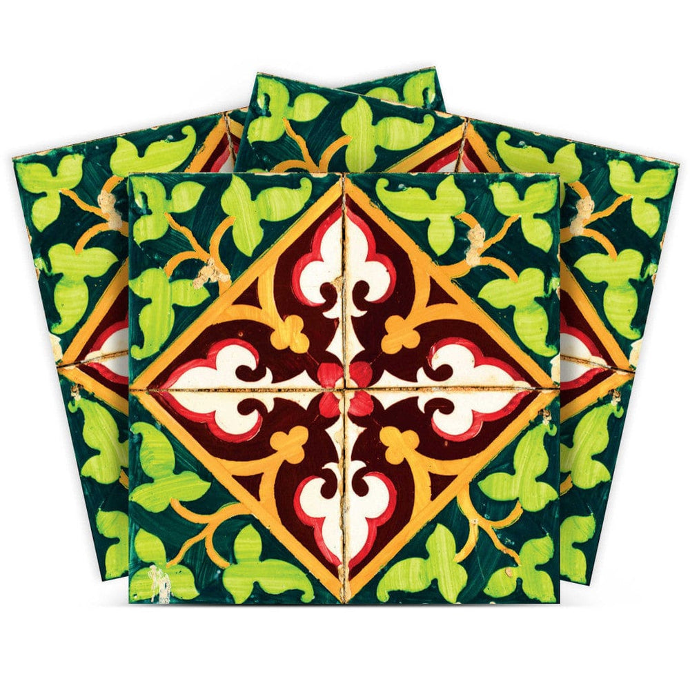 4" X 4" Green Leva Removable Peel And Stick Tiles - Homeroots - Flyclothing LLC