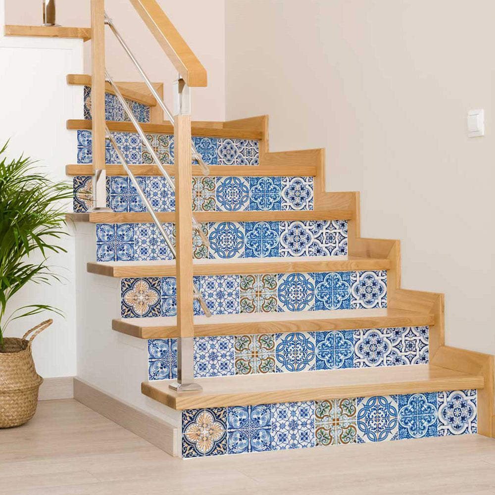 8" X 8" Blue Manna Peel And Stick Removable Tiles - Homeroots