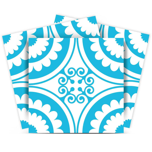 7" X 7" Aqua Gerber Removable Peel and Stick Tiles - Homeroots