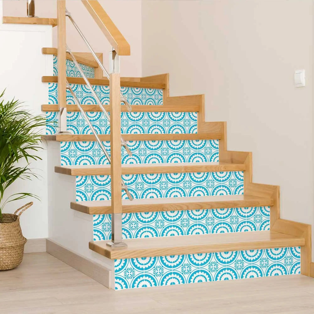 8" X 8" Aqua Gerber Removable Peel and Stick Tiles - Homeroots - Flyclothing LLC