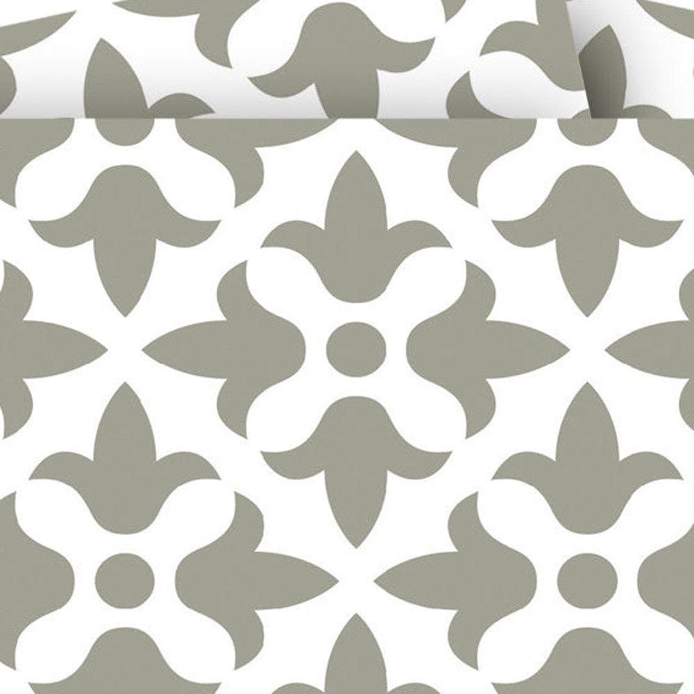 8" X 8" Sage Gray Fleur Removable Peel and Stick Tiles - Homeroots - Flyclothing LLC