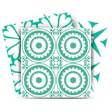 4" x 4" Light Green And White Geo Peel and Stick Removable Tiles - Homeroots