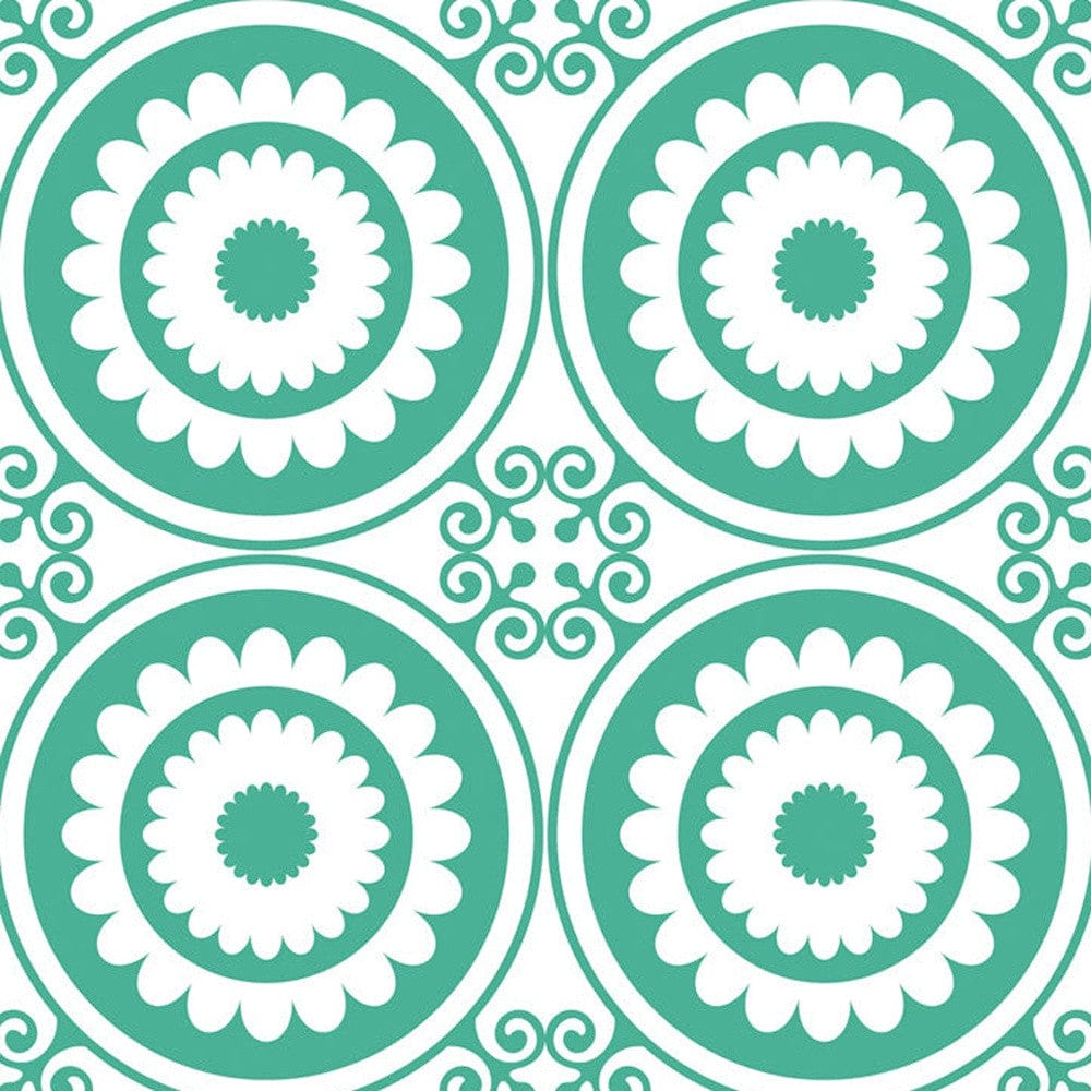 4" x 4" Light Green And White Geo Peel and Stick Removable Tiles - Homeroots