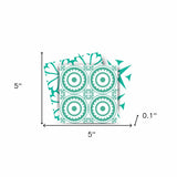 5" x 5" Light Green And White Geo Peel and Stick Removable Tiles - Homeroots