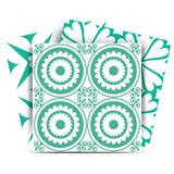 7" x 7" Light Green And White Geo Peel and Stick Removable Tiles - Homeroots