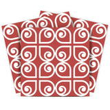 4" x 4" Brick Red And White Scroll Peel and Stick Removable Tiles - Homeroots