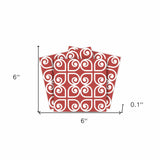 6" x 6" Brick Red And White Scroll Peel and Stick Removable Tiles - Homeroots