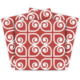8" x 8" Brick Red And White Scroll Peel and Stick Removable Tiles - Homeroots