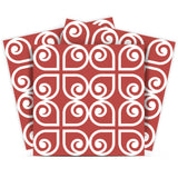 8" x 8" Brick Red And White Scroll Peel and Stick Removable Tiles - Homeroots
