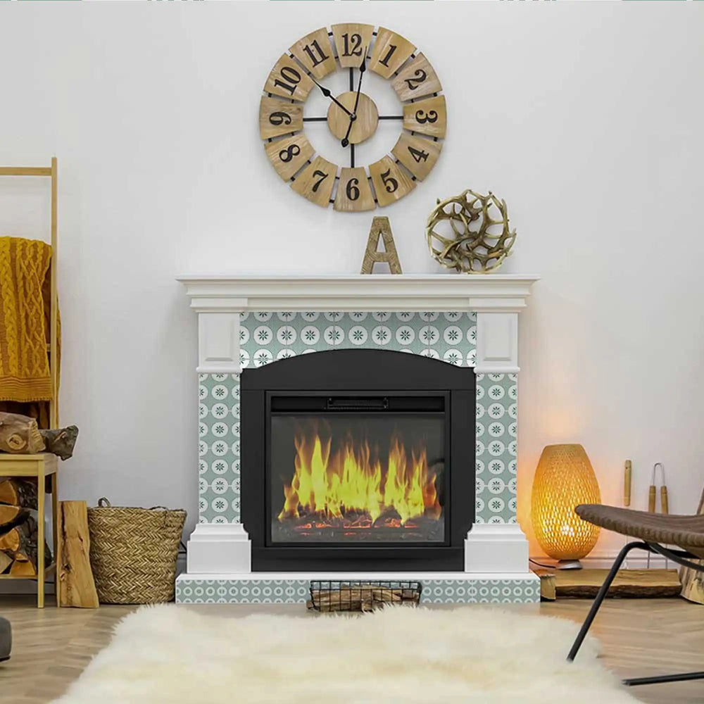 5" x 5" Light Sage And White Circle Flower Peel and Stick Removable Tiles - Homeroots