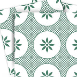 5" x 5" Light Sage And White Circle Flower Peel and Stick Removable Tiles - Homeroots