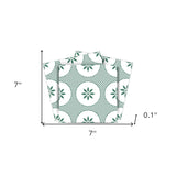 7" x 7" Light Sage And White Circle Flower Peel and Stick Removable Tiles - Homeroots