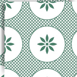 7" x 7" Light Sage And White Circle Flower Peel and Stick Removable Tiles - Homeroots