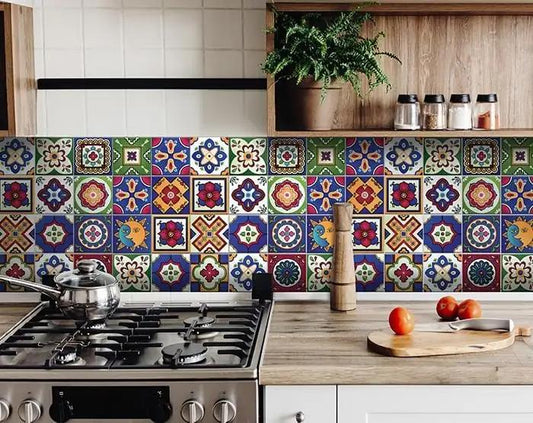 4" x 4" Mediterra Celestial Mosaic Peel and Stick Removable Tiles - Homeroots