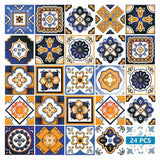 4" x 4" Shades of Blue and Yellow Mosaic Peel and Stick Removable Tiles - Homeroots - Flyclothing LLC