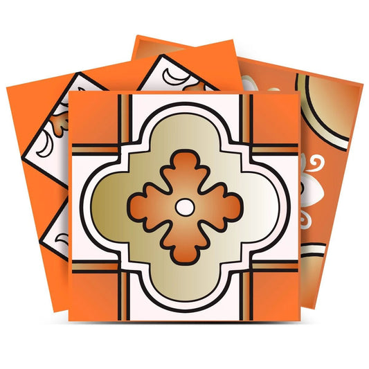 8" x 8" Retro Orange Mosaic Peel and Stick Removable Tiles - Homeroots