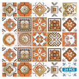 8" x 8" Retro Orange Mosaic Peel and Stick Removable Tiles - Homeroots - Flyclothing LLC