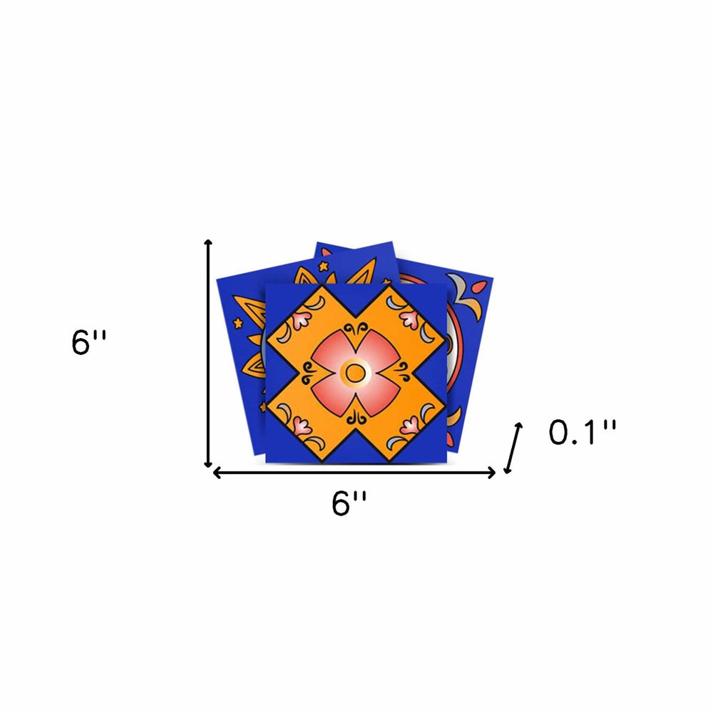 6" x 6" Blue and Gold Celestial Mosaic Peel and Stick Removable Tiles - Homeroots - Flyclothing LLC