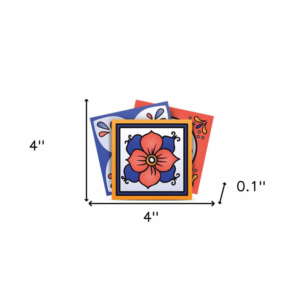 4" x 4" Shades of Blue Celestial Mosaic Peeland Stick Removable Tiles - Homeroots