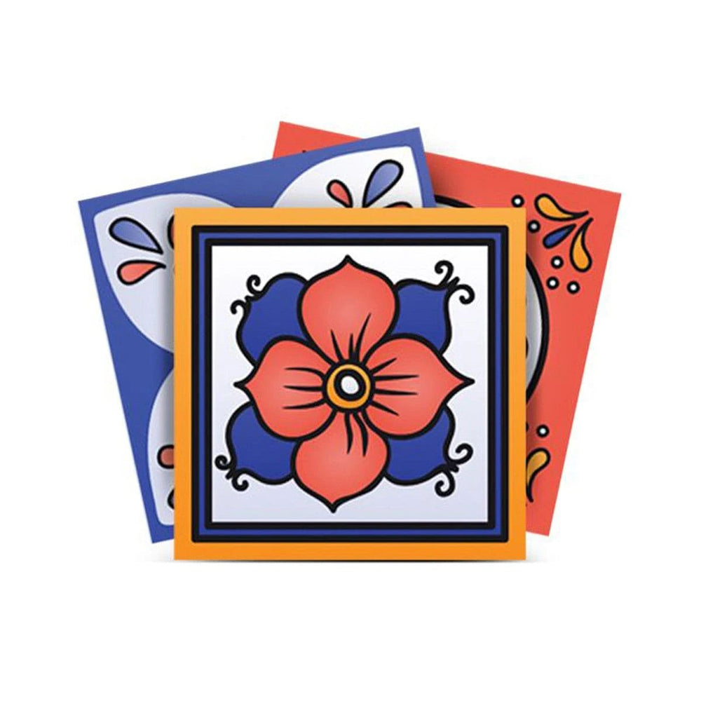 7" x 7" Shades of Blue Celestial Mosaic Peeland Stick Removable Tiles - Homeroots