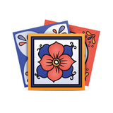 7" x 7" Shades of Blue Celestial Mosaic Peeland Stick Removable Tiles - Homeroots