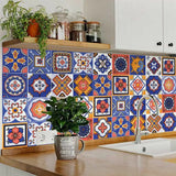 8" x 8" Shades of Blue Celestial Mosaic Peeland Stick Removable Tiles - Homeroots