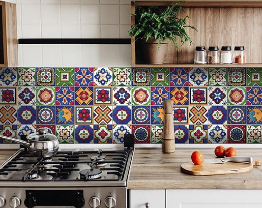 8" x 8" Mediterra Celestial Mosaic Peel and Stick Removable Tiles - Homeroots