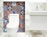 6" x 6" Blues and Reds Mosaic Peel and Stick Removable Tiles - Homeroots - Flyclothing LLC