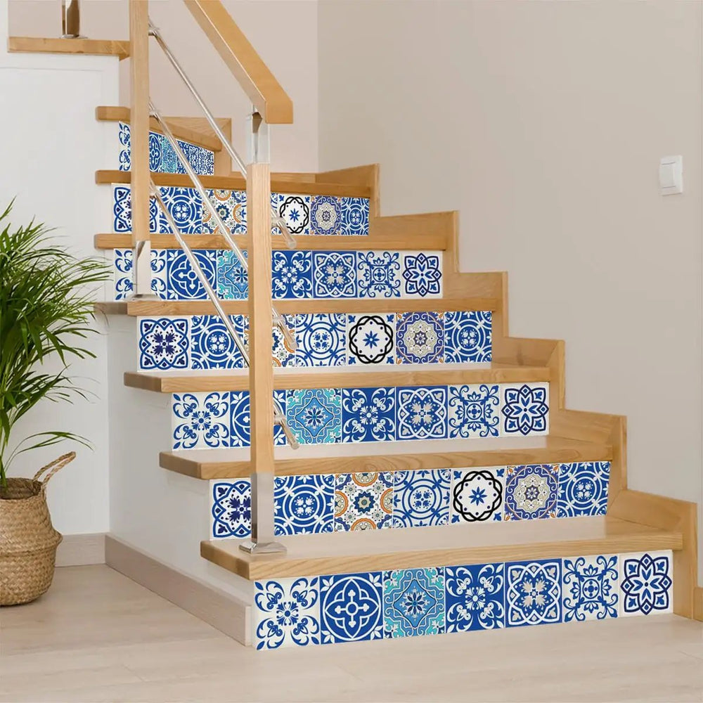 8" x 8" Blue and Aqua Pop Mosaic Peel and Stick Removable Tiles - Homeroots - Flyclothing LLC