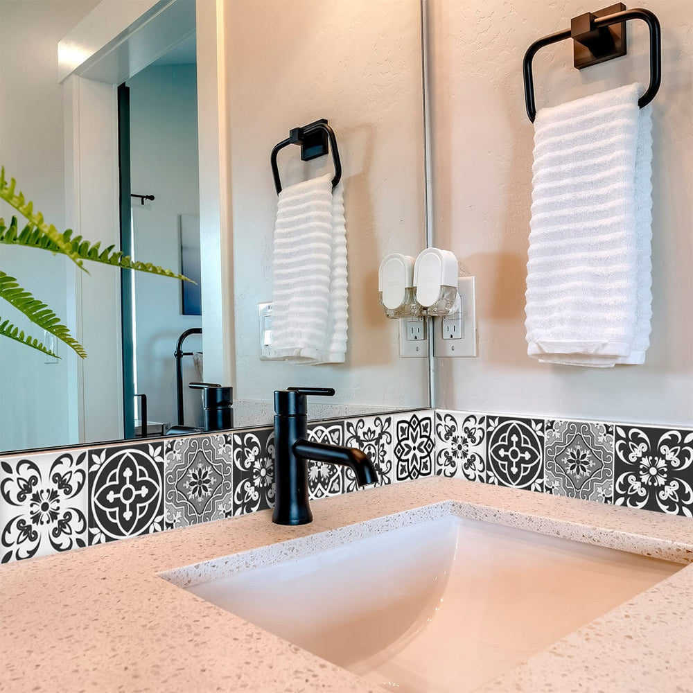 8" x 8" Shades of Grey Mosaic Peel and Stick Removable Tiles - Homeroots - Flyclothing LLC